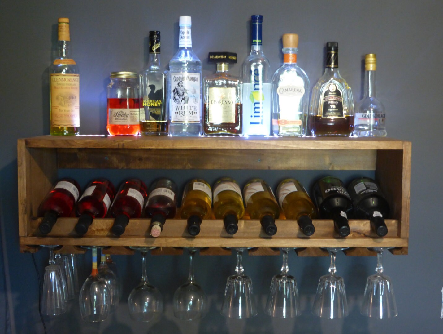 Lighted Mini Bar and Wine Bottle Rack Wine Storage Display