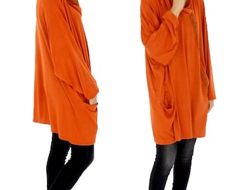HS100OR tunic layered look shirt asymmetrical Gr. 40-52 orange