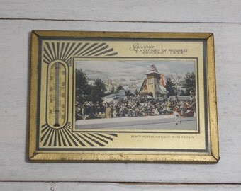 1934 Chicago World's Fair Souvenir - Thermometer - Century of Progress - Black Forest - Art Deco