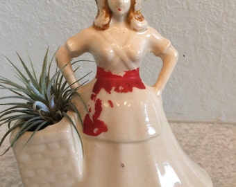 Vintage Cactus Planter/Dutch Girl/Lady with Basket