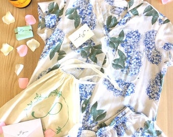 Piyama Luxury Gift Pack - Maggie Pyjama Set - Hydrangea Blue