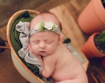 Flower Headband, Tieback Headband, Jersey Headband, Photo Props, Newborn Headband, Baby Headband, Photography Props, Newborn Props