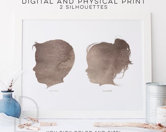 Child Silhouette - Custom Silhouette - Watercolor Silhouette - Custom Silhouette