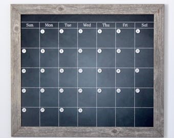 Chalkboard Calendar - Magnetic and Custom Framed - Magnets sold separately