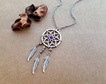 Dreamcatcher Necklace, layering necklace, Dream catcher Necklace, Boho Necklace, Feather Necklace, Tribal Jewelry, Dream Necklace, boho gift
