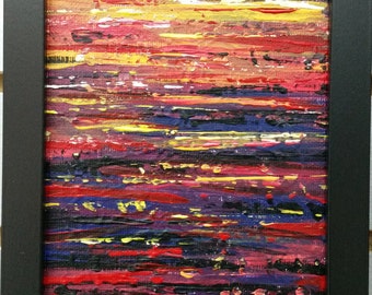 Peinture encadrée à l'encre de chine japonaise des années 1970, vintage