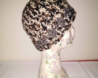 Autumn Colours Beanie - Grey Flowers