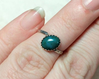 Ocean Blue Gemstone Ring | Chrysocolla Ring | Sterling Silver Ring Sz 5.5 | Blue Green Gemstone Ring | Chrysocolla Jewelry | Rustic Ring