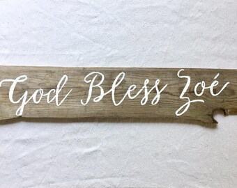 Custom calligraphic antique wood sign