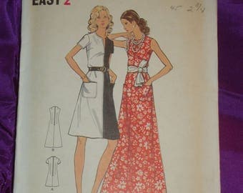 1970s 70s A Line Dress w Slash Front Neck 2 Lengths SLEEVELESS ONLY Butterick Pattern 6693 Bust 38 Inches 97 Metric EASY