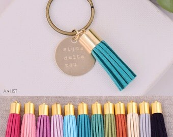 Sigma Delta Tau Sorority Keychain, Personalized SDT Sorority Key Chain, SDT Sorority Tassel Keychains, Big Little Keychain