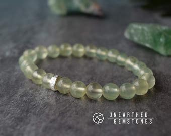 Prehnite Bracelet - Genuine Prehnite Jewelry, Lime Beaded Bracelet, Green Friendship Bracelet, Natural Crystal Bracelet
