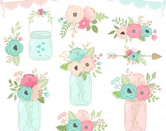 Mason Jar Clipart FLORAL MASON JARS Rustic Jars Wedding Invitation Mason Jar Clipart FLORAL MASON JARS Rustic Jars Wedding Invitation