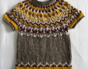 Icelandic spring sweater, fair isle, short sleeve top