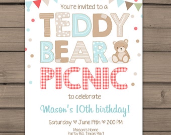 Items similar to Teddy Bear Themed Boy's Birthday Invitation - Choose ...