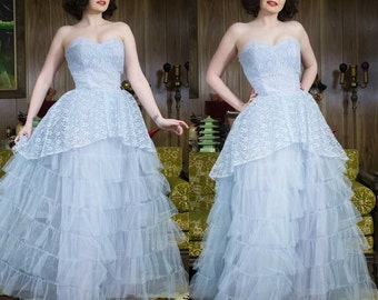 50s Blue Prom Dress | 50s Dress | 50s Party Dress | 1950s Dress | Blue Party Dress | 50s Tulle Dress | Blue Prom Dress | 50s Blue Dress | 26