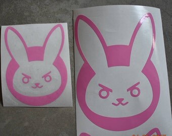NERF THIS D.Va Bunny Logo Vinyl Sticker. Transfer Diva Vinyl Decal Bunny Sticker Overwatch DVA Cosplay Bumper Stickers D Va Jumpsuit Pink