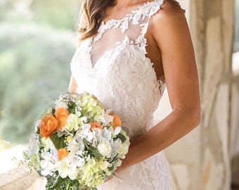 SILK FLOWERS WEDDING bouquets blue