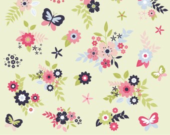 80% OFF SALE Floral Clipart, Flower Clipart, Butterfly Clipart, Flowers, Flower Graphics, Printable, Commercial Use