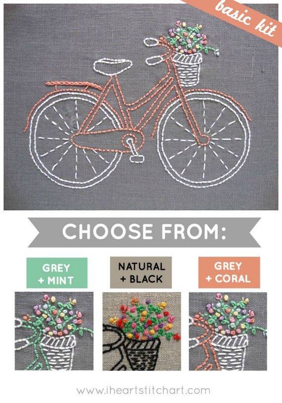 Bicycle embroidery kit DIY embroidery hoop art bicycle