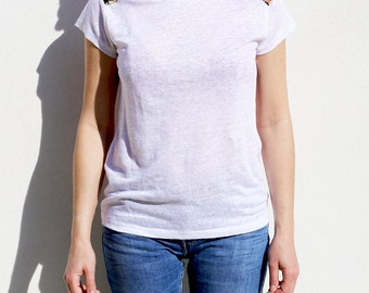 Biological, white linen t-shirt