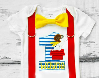 Baby Boy Snoopy Peanut Charlie Brown themed first birthday onesie Boy ONE year cake smash Boy first birthday Boy 1st birthday Charlie Brown