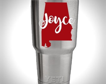 State Decal, Yeti Tumbler Decal, Yeti Decal, Yeti Rambler Decal, Yeti Cooler Yeti Monogram, Yeti Custom Decal, Yeti Decal