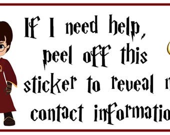Safety ID Stickers: Harry Potter. Set of 10 stickers plus custom printed inner sticker with your contact information.