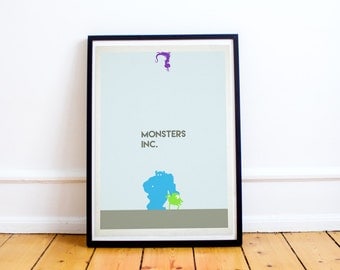 Monsters Inc - Minimalist Poster Print - Pixar - Disney Art Print - Minimalist (Available In Many Sizes)