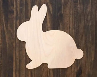 12" Wood Bunny Easter Spring Rabbit Shape Cutout Door Hanger Paint Party Unfinished