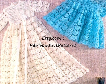 Baby Christening Gown and Short Dress Vintage Crochet Pattern Crochet Baby Dress Pattern Instant download PDF Pattern - 2013