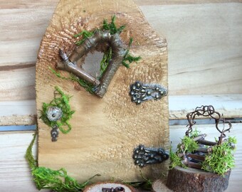 Fairy Door with Tiny Key ~ Each Hand Cut ~ One of a Kind ~ Several Sizes Handcrafted by Olive, Fairy Accessories, Fairy House, Fairy Door,