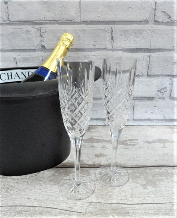 Items similar to Stuart Crystal Champagne Glasses Pair Buckingham