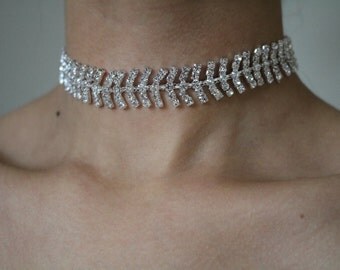 Deville Diamond Choker - Rhinestone Choker - Silver Choker