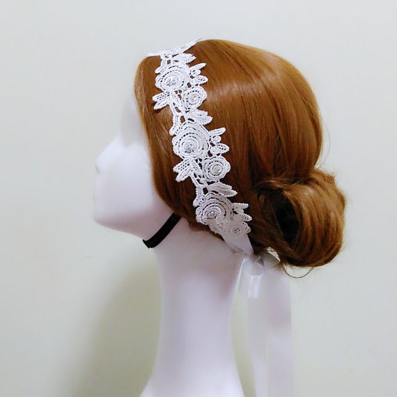 white lace headpiece
