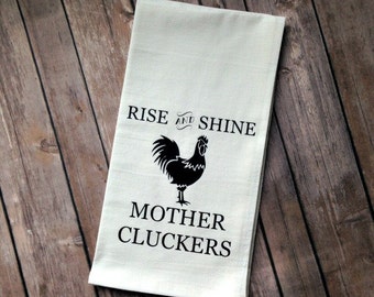 Mother Cluckers Flour Sack Towel, Farmhouse Decor, Funny Chicken Decor, Chicken Lover, Funny Tea Towel, Gift for Her, White Elephant Gift