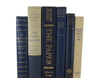 Blue Vintage Books , Decorative Books , Wedding Decor, Gift For Book Lover, Gift for Her , Home Decor, Photography Prop