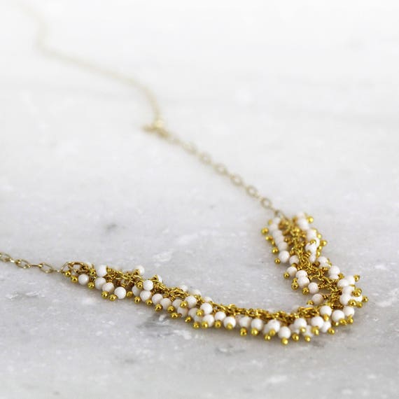White Turquoise Necklace - Gemstone Cluster Necklace
