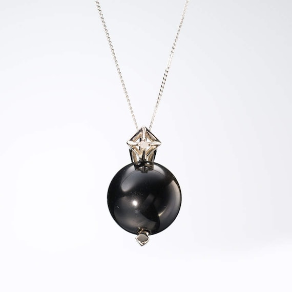 black obsidian stone necklace