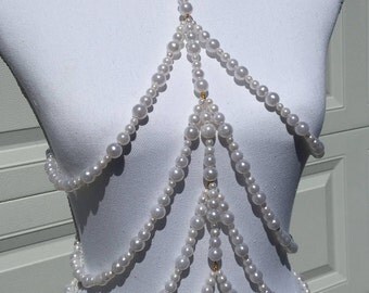 Pearl Body Chain, Pearl Body Harness, Skeleton Body Chain, Skeleton Body Harness, Rib Cage Body Chain, Rib Cage Body Harness