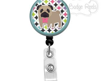 Badge Holder - Pug Badge Reel - Pug Badge Holder - Retractable Badge Reel - Dog Badge Holder - Dog Lover Badge Reel - Nurse Badge - 1052