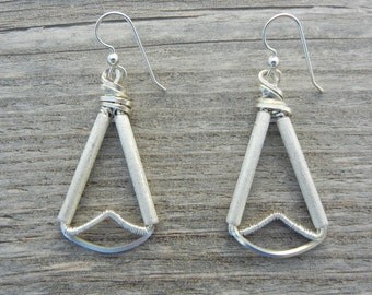 Geometric Earrings, Sparkling Sterling Silver Wire Wrapped Earrings, Wire Wrapped Jewelry, Silver Earrings, Present For Her, Holiday Gift