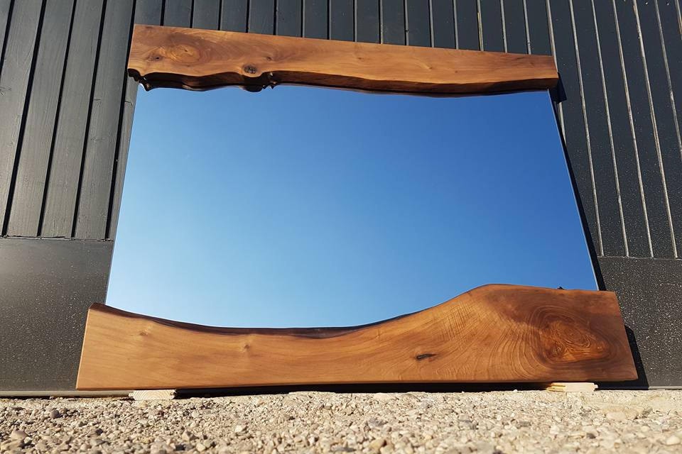 Modern Wall Mirror Wooden Live Edge Mirror