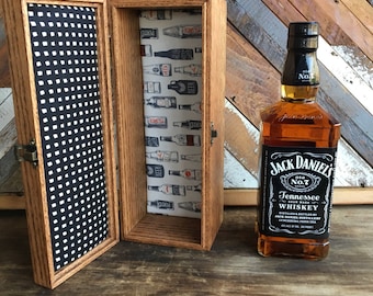 Handmade - personalized liquor box - jack daniels- jim beam - custom size liquor gift box -spirits - liquor box