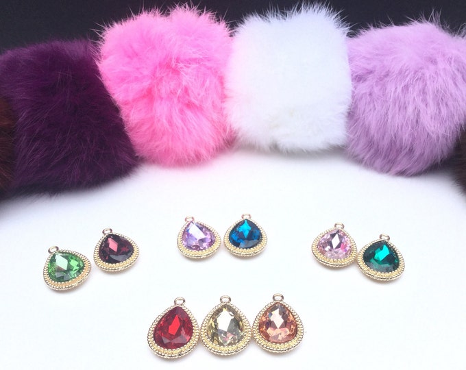 Customer request inspired PURPLE fur pom pom keychain Rabbit real fur puff ball