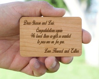 Wood Engraved Gift Note Card, Personalized Gift Card
