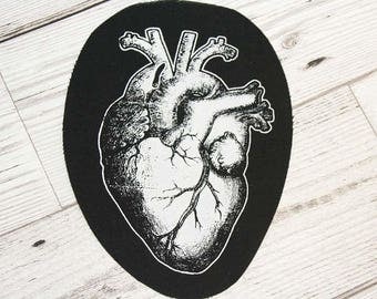 Anatomical heart patch - horror patch, zombie patch, real heart patch, occult clothing, memento mori, nu goth clothing, anatomy patch, punk