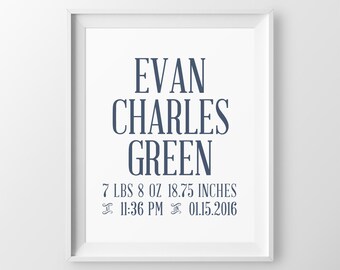 Personalized Baby Boy Shower Gift Baby Birth Stats Baby Nursery Gift Unique Baby Gifts Personal Baby Gifts Newborn Gift Birth Stats Print