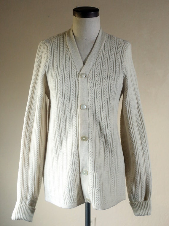Womens off white wool button up cardigan ribbed knit cardigan