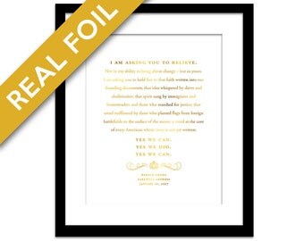 Barack Obama 2017 Farewell Address Speech Gold Foil Art Print - Presidential Speech - American History Poster - US President - Political Art